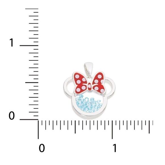 Silver Minnie Mouse March Aquamarine Cubic Zirconia Birthstone Necklace - Picture 4 of 6